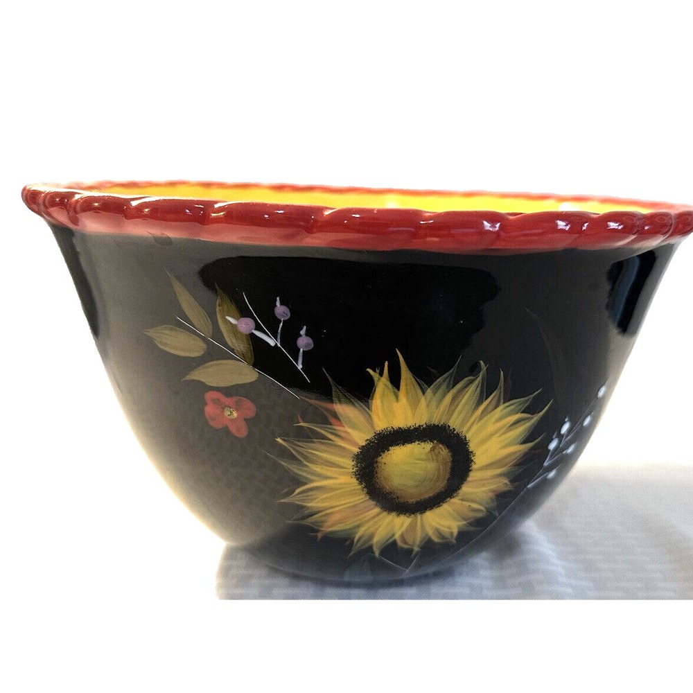Red Rope top/ Black Bowl surrounded with Sunshine Floral Bella Casa by GANZ